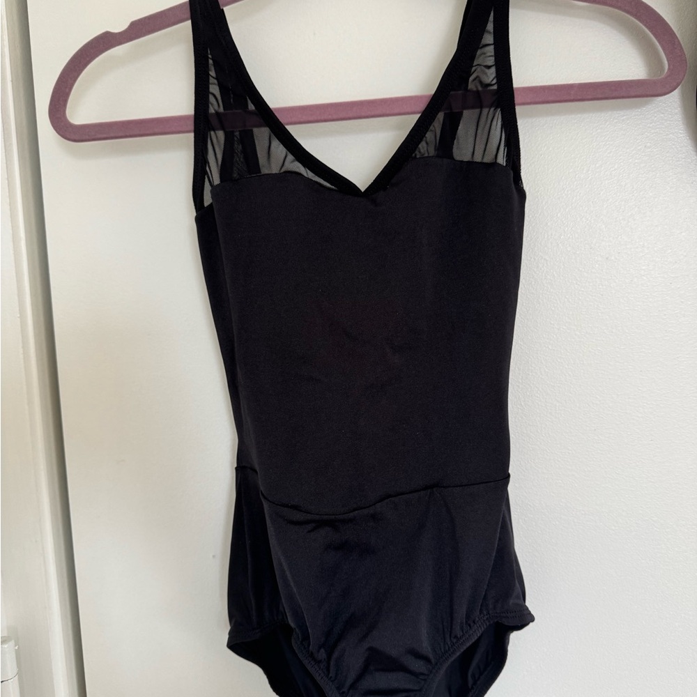 Body Wrappers Black Leotard w/ Mesh Details - premiere collection